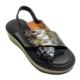 Robert Clergerie Negro / Sandalias de plataforma cruzada con serpiente verde Verde
