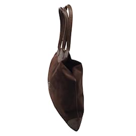 Autre Marque-Roberta di Camerino Bolso satchel forrado en piel de avestruz y ante marrón con asa superior-Castaño