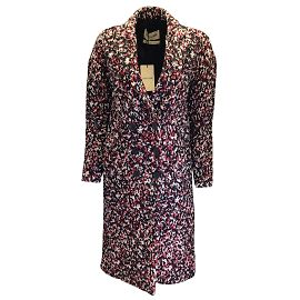 Roberto Cavalli nero / Bianco / Cappotto di tweed di media lunghezza foderato in rosso Rosso