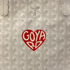 Goyard-Goyard White Goyardine Saint Louis PM Tote with Heart-White