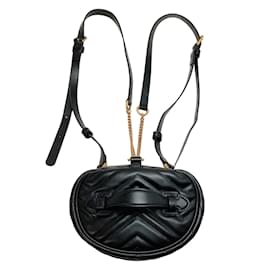 Gucci-Gucci Black Leather GG Marmont Mini Matelassé Leather Backpack-Black