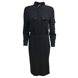 Tom Ford - Robe chemise militaire noire en cady stretch léger Noir