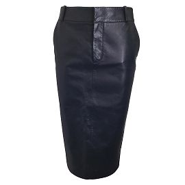 Schwarzer Midirock aus perforiertem Lammleder von Tom Ford Schwarz