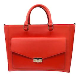 Tory Burch-Tory Burch Masaai Red Saffiano Leather T Lock Handbag-Red