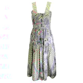 Ulla Johnson-Ulla Johnson Light Blue / ivory / Red Aztec Print Sleeveless Cotton Dress-Blue
