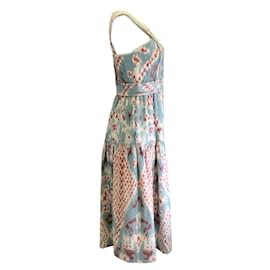 Ulla Johnson-Ulla Johnson Light Blue / ivory / Red Aztec Print Sleeveless Cotton Dress-Blue