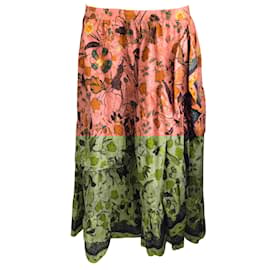 Ulla Johnson-Ulla Johnson Pink / Orange Multi Floral Printed Ruffled Cotton Skirt-Multiple colors