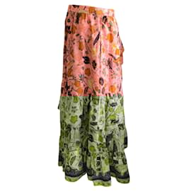 Ulla Johnson-Ulla Johnson Pink / Orange Multi Floral Printed Ruffled Cotton Skirt-Multiple colors