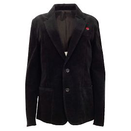 Undercover Black Corduroy Blazer with Embroidered Rose Black