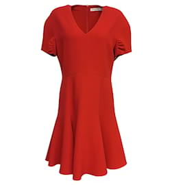 Christian Dior-Dior Red Wool Flared Cocktail Dress-Red