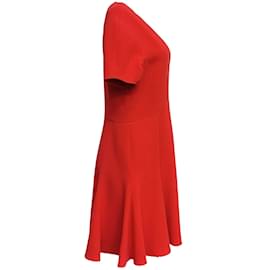 Christian Dior-Dior Red Wool Flared Cocktail Dress-Red