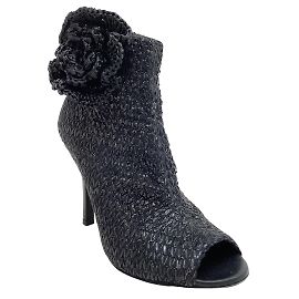 Botines negros de rafia con puntera abierta Dolce & Gabbana Negro