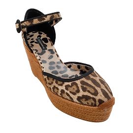 Espadrilles compensées léopard marron Dolce & Gabbana Marron