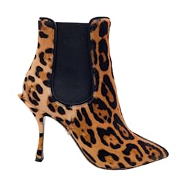 Dolce & Gabbana-Dolce & Gabbana Braune Haalm-Pony-Stiefel mit Leopardenmuster/Booties-Braun