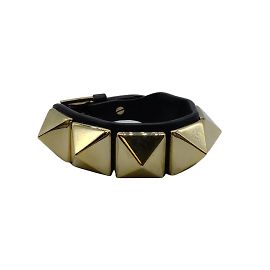 Valentino Garavani Brazalete Rockstuds grande de oro negro Valentino Negro