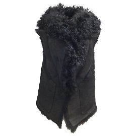 Oscar de la Renta Black Toscana Shearling Vest Black