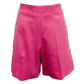 Autre Marque-Kultige Patou-Shorts aus rosafarbener Wolle mit goldenen Knöpfen-Pink