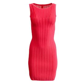 Alaïa-ALAÏA Hot Pink Knit Sleeveless Body Con Casual Dress-Pink