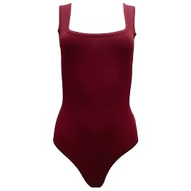 ALAÏA Raspberry Red Sleeveless Knit Bodysuit Tank Top/CAMI Red