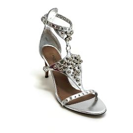 ALAÏA Sandalen mit Blumenverzierung in Silbermetallic Silber