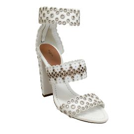 ALAÏA Sandales Blanches à Oeillets et Bride Cheville en Cuir Blanc