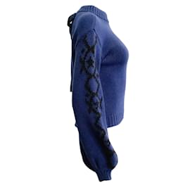 Alanui-Suéter azul Odyssey con espalda abierta en intarsia con estrella geométrica de Alanui-Azul
