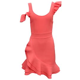 Alexander Mcqueen-Alexander McQueen Vestido coral com babados ombro a ombro-Rosa