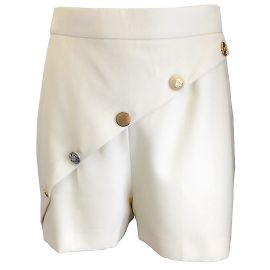 Alexander McQueen Ivory / Gold Button Detail Wool Shorts Cream