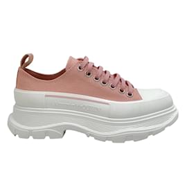 Alexander Mcqueen-Alexander McQueen pink / White Canvas Platform Sneakers-Pink