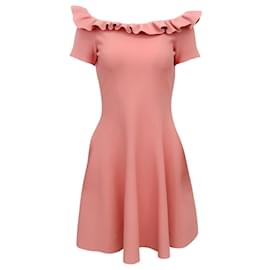Alexander Mcqueen-Alexander McQueen Pink Anemone Ruffled Off The Shoulder Dress-Pink