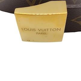 Louis Vuitton-Louis Vuitton Cinto Monograma Lona com Fivela Dourada-Marrom