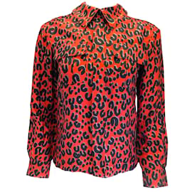 Louis Vuitton-Louis Vuitton x Stephen Sprouse Red / Navy Blue Leopard Printed Blouse-Red