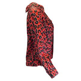 Louis Vuitton-Louis Vuitton x Stephen Sprouse Red / Navy Blue Leopard Printed Blouse-Red