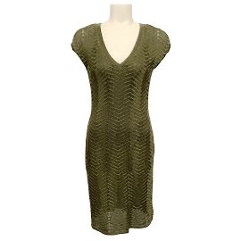 M Missoni Verde Metallic Vestido Chevron Sem Mangas com Slip Verde
