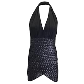 Autre Marque-Marc Bouwer Black Sequined Halter Mini Dress-Black