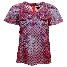Marc Jacobs-Marc Jacobs Red / Blue Sequined Bow Collar Blouse-Red
