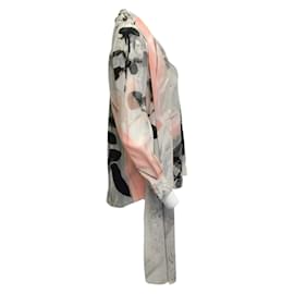 Alexander Mcqueen-Alexander McQueen pink/Grey Black Rose Graphic Print Long Sleeve Blouse-Grey