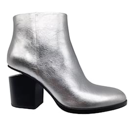 Alexander Wang-Alexander Wang Gabi Silver Metallic Leather Floating Heel Boots / Booties-Silvery