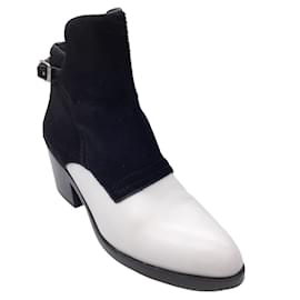 Alexander Wang-Alexander Wang White / Black Leather and Calf Hair Boots-White