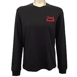 Chanel-Chanel T-shirt Pharrell Wish List à manches longues en coton noir-Noir