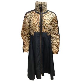Roberto Cavalli Tan / Black Leopard Printed Full Zip High Neck Puffer Coat Other
