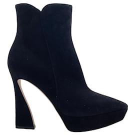 Gianvito Rossi-Gianvito Rossi Black Suede Vertigo Platform Booties-Black