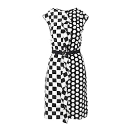 Louis Vuitton-Vestido xadrez e bolinhas Louis Vuitton-Branco