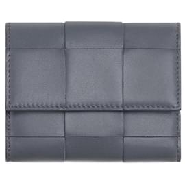 Bottega Veneta-Gray Tri-Fold Zip Around Cassette Wallet-Grey
