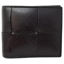Bottega Veneta-Leather wallet with Intrecciato motif-Dark brown