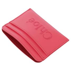 Chloé-Porta-cartões em couro de novilho rosa brilhante-Rosa