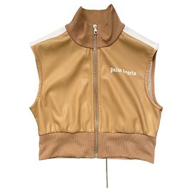 Palm Angels Weste aus Kunstleder beige Beige