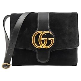 Gucci-Gucci Arli shoulder bag in black suede-Black