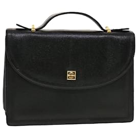 Givenchy-GIVENCHY Hand Bag Leather Black Auth bs5525-Black
