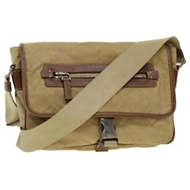 Prada-PRADA Quilted Shoulder Bag Nylon Beige Auth 42742-Beige